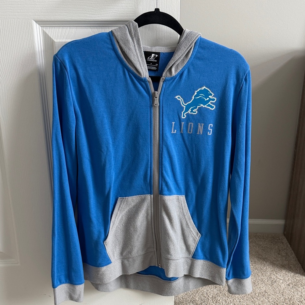 DETROIT LIONS Athletic Blue and Gray Hoodie